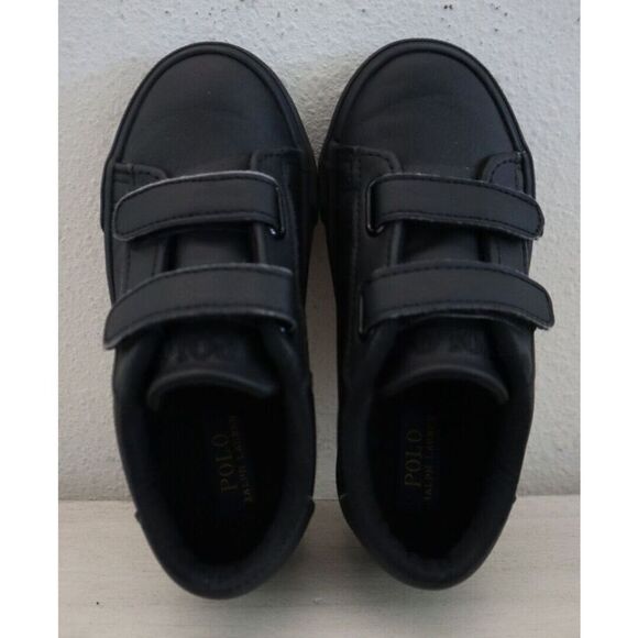 Polo Ralph Lauren Toddler Sz 9.5M Triple Black Eastern EZ Strap Low Top Sneakers - Picture 2 of 11